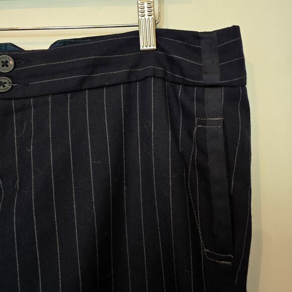 Vintage American Eagle Womens Y2K Pinstripe Pants Low Rise Wide Leg Sz 12 Wool - Picture 4 of 9